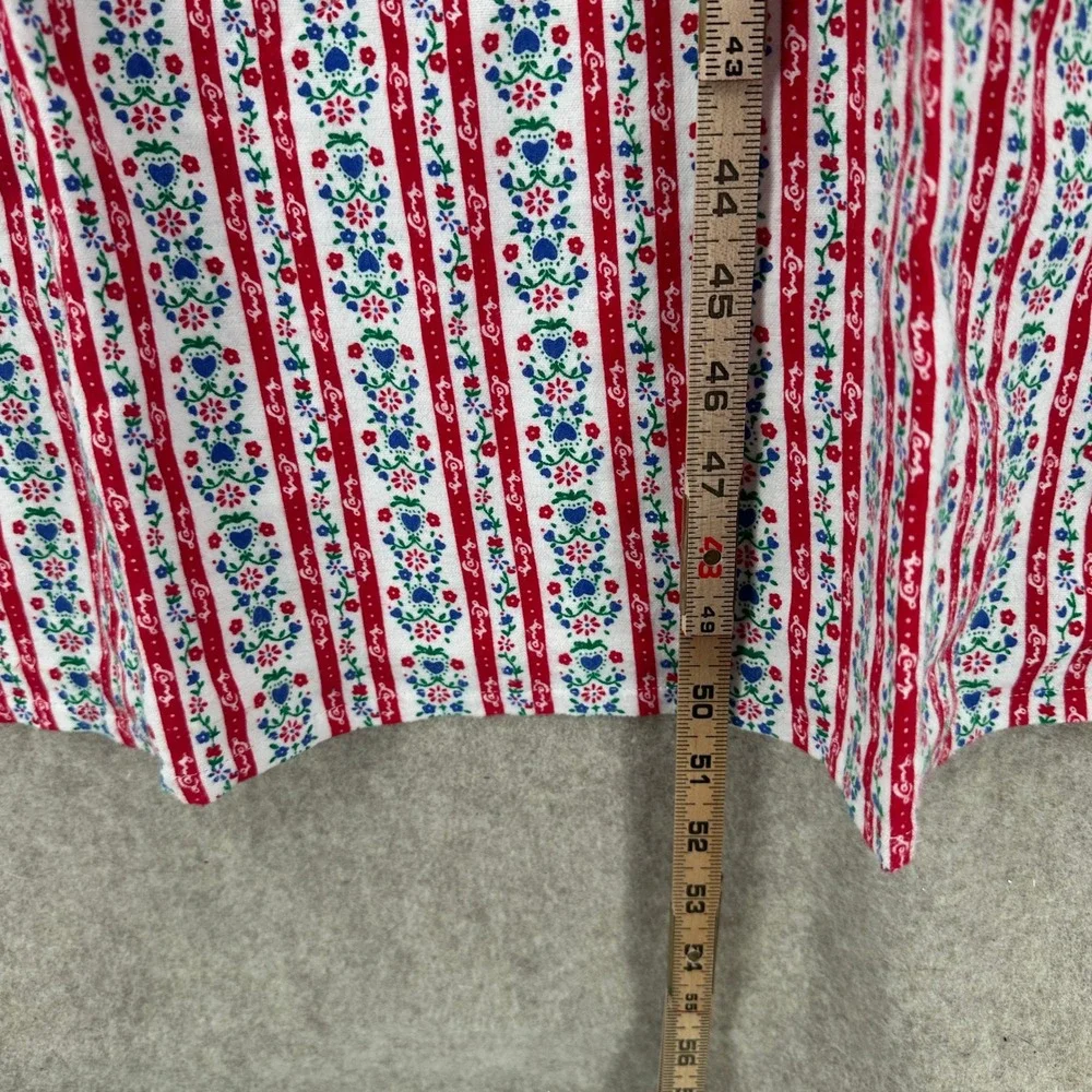 Lanz of Salzburg Flannel Nightgown Red White Floral Stripe Heart Lace Womens‎ L